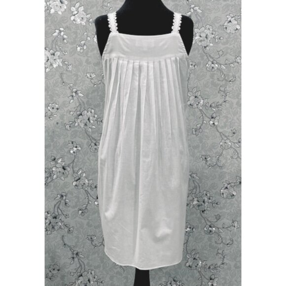 SoieRose SR-1215 Victorian Cotton Nightgown – Sleeveless Lace Trim & Pintuck Fro - Picture 8 of 9